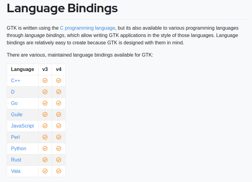 Gtk bindings