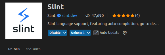 Screen de l'extension Slint pour VSCode