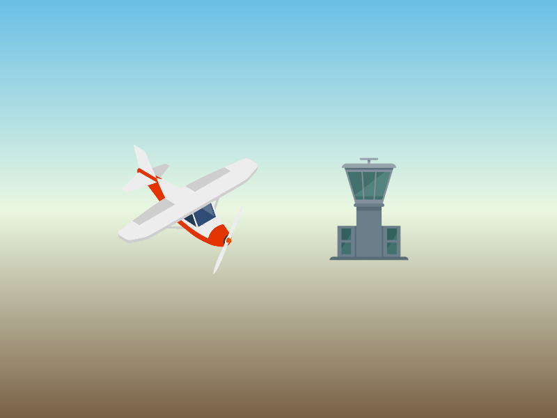 Menu de l'application, avec une icone avion et une icone aerodrome