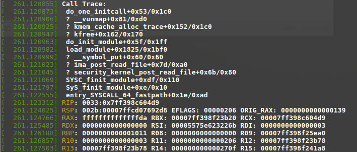 stack trace - kernel oops